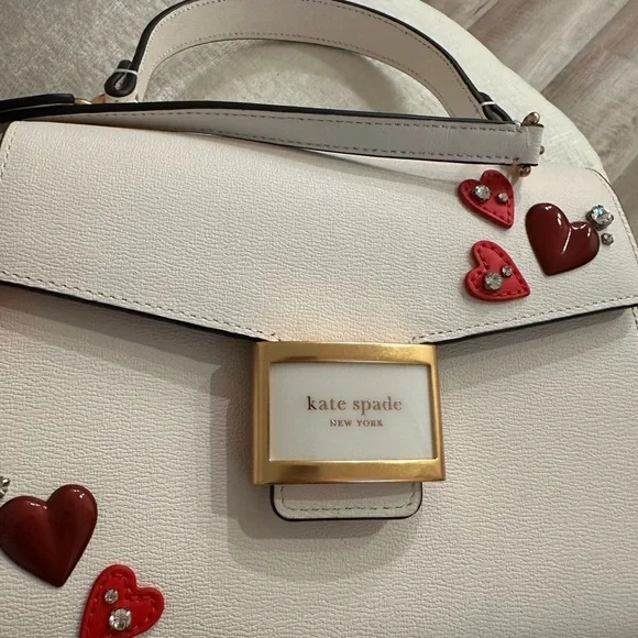 NEW kate spade new york katy heart embellished small top handle bag valentines